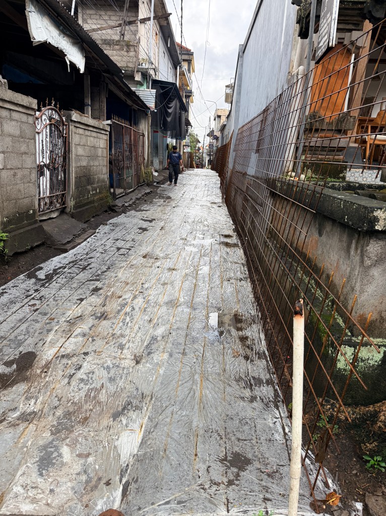 Road construction in Bali neighborhood